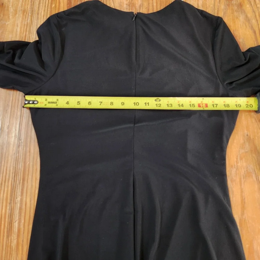 Lauren Ralph Lauren Black Embellished Rhinestone Neck Black Midi Dress LBD Sz 14